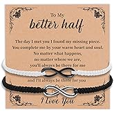 Matching Bracelets for Couples Him Her Mother's Day Gifts for Wife Long Distance Relationship Romantic Gift Wedding Anniversary Birthday Valentines Day Gifts for Boyfriend Husband Women Girlfriend Men