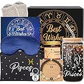FatWongcoi Pisces Birthday Gifts - Pisces Glass Cup Gift Set for Women - Zodiac Birthday Basket for Her - Astrology Constellation Present for Coworker - Horoscope Tumbler Box for Friend