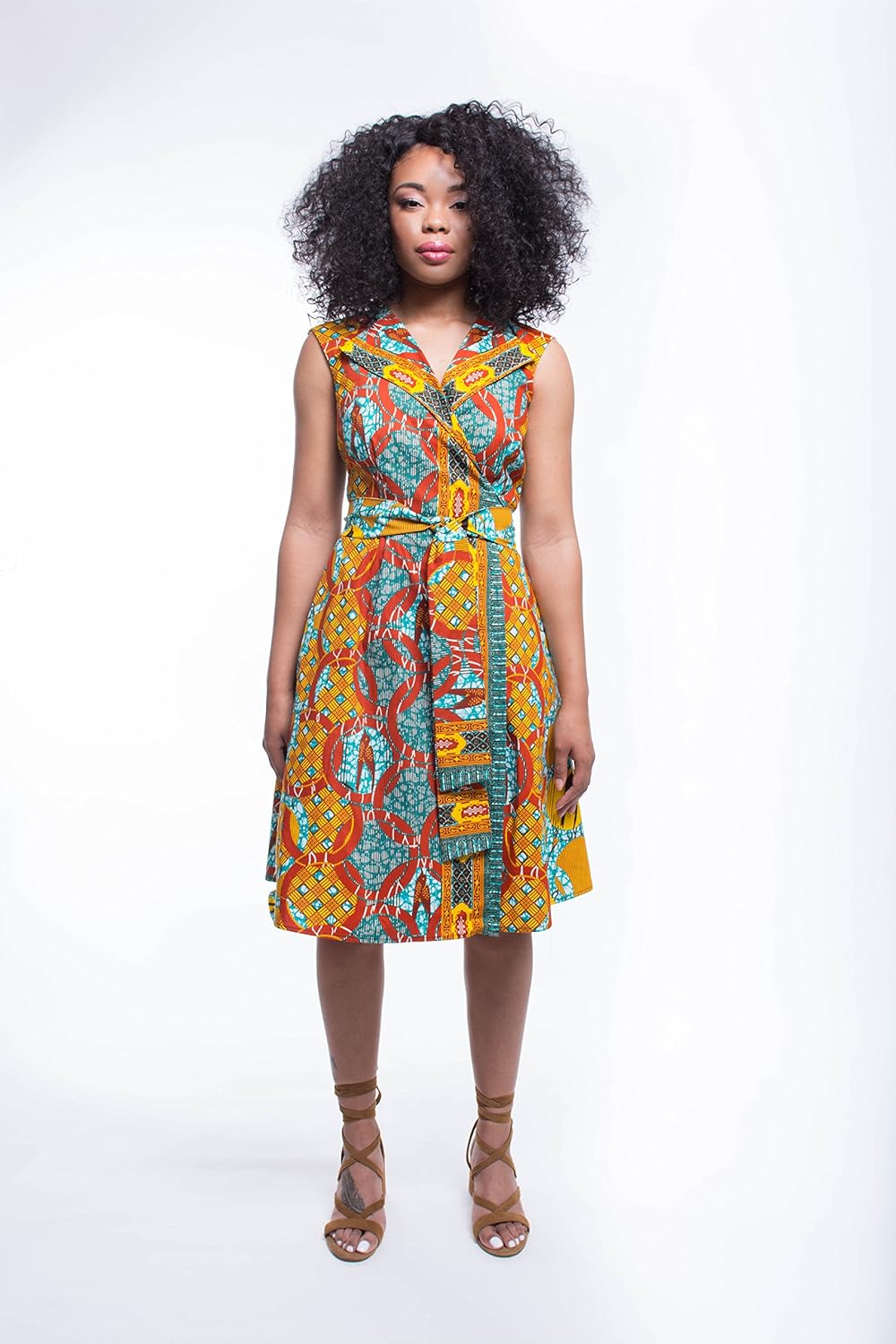 african print wrap dress