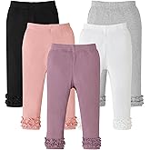 Baby Girl Pants Leggings 5-Pack 0-24 Months Newborn Baby Leggings Toddler Girl Pants 2-3T Bell and Ruffle Bottoms