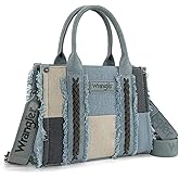 Montana West Wrangler Tote Bag for Women Canvas Woven Top Handle Handbags with Guitar Strap Retro Purse Boho Shoulder Bag
