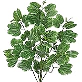 Hollyone 3PCS Artificial Leaf Branches for Vase 33.4 Inch Faux Greenery Stems Long Stems Fake Shrubs Branches Leaves Plants with White-Edged Twig Stems for Vase Garden Home Office Wedding Decoration