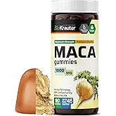 Maca Root Gummies - 1800 mg Strength - 90 Vegan Chews - Natural Support for Women & Men - Peruvian Maca Root Supplement - Banana Flavour Chews