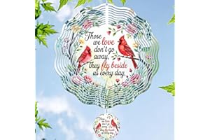 INCOK Cardinal Wind Spinners Outdoor - Memorial Sympathy Wind Chime for Loss of oved One Cardinal Gifts for Women, Hanging Metal Wind Sculptures for Garden Indoor Lawn Yard