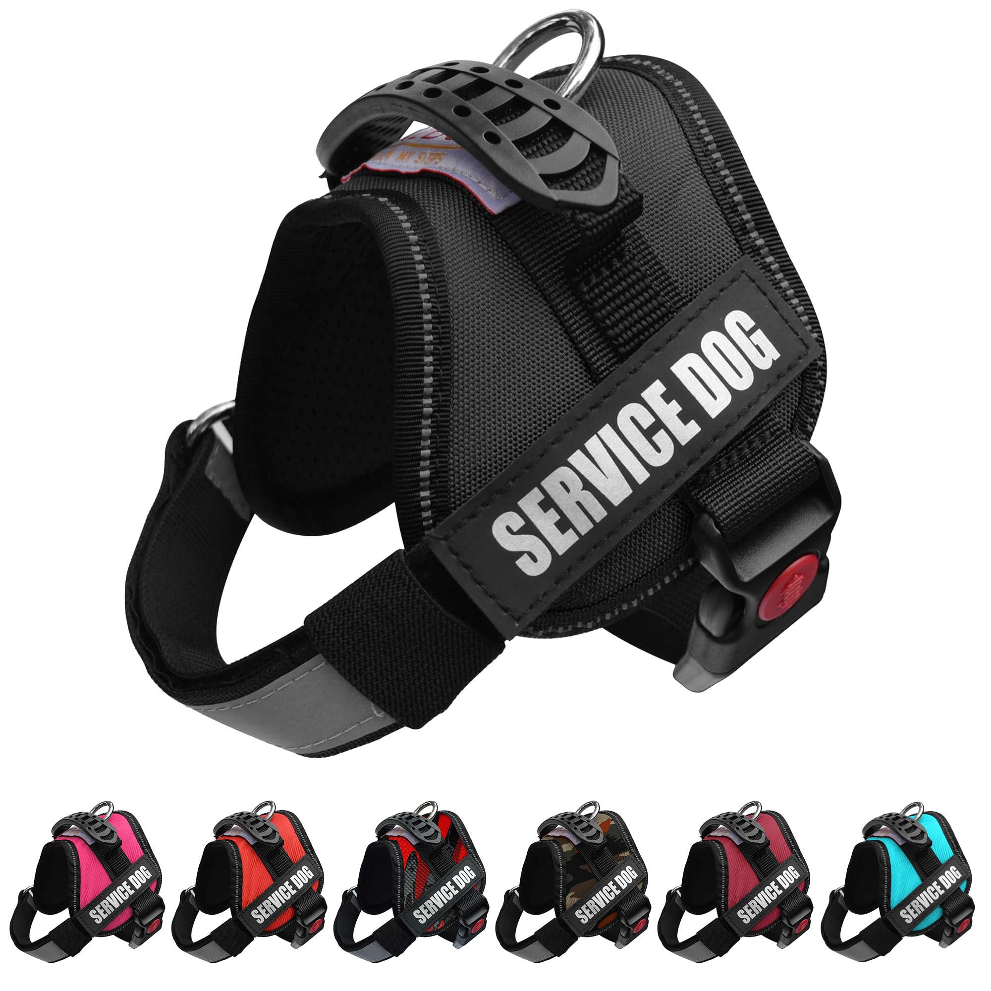 ALBCORP Service Dog Vest Harness – Reflective Service Animal Vest, No-Pull Harness with Handle & Mesh Padding – Sizes XXS-XL for Puppies – 2 Removable Service Patches Included (XXS, Black) — image 1