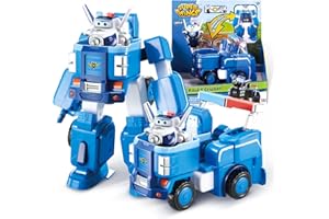 Super Wings Transformable Toys, 7" Paul Robot Suit and 2” Scale Transforming Paul Mini Action Figure,2-in-1 Mode Vehicle and Robot,Fire Truck Toy Vehicle Playset for Kids 3+,Gifts for Boys and Girls
