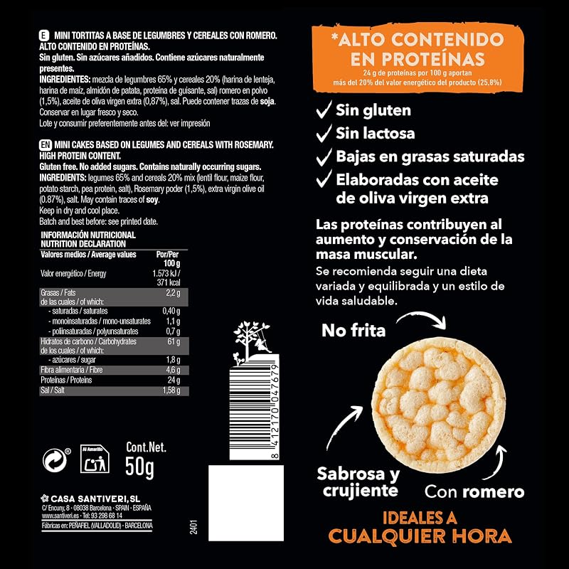 – Mini Panquecas de Proteína com Sabor a Romancrim, Lanche de Proteína com 24 g de Proteína, Rico em Fibra, Sem Azeite, Glúten e Lactose – 50 g