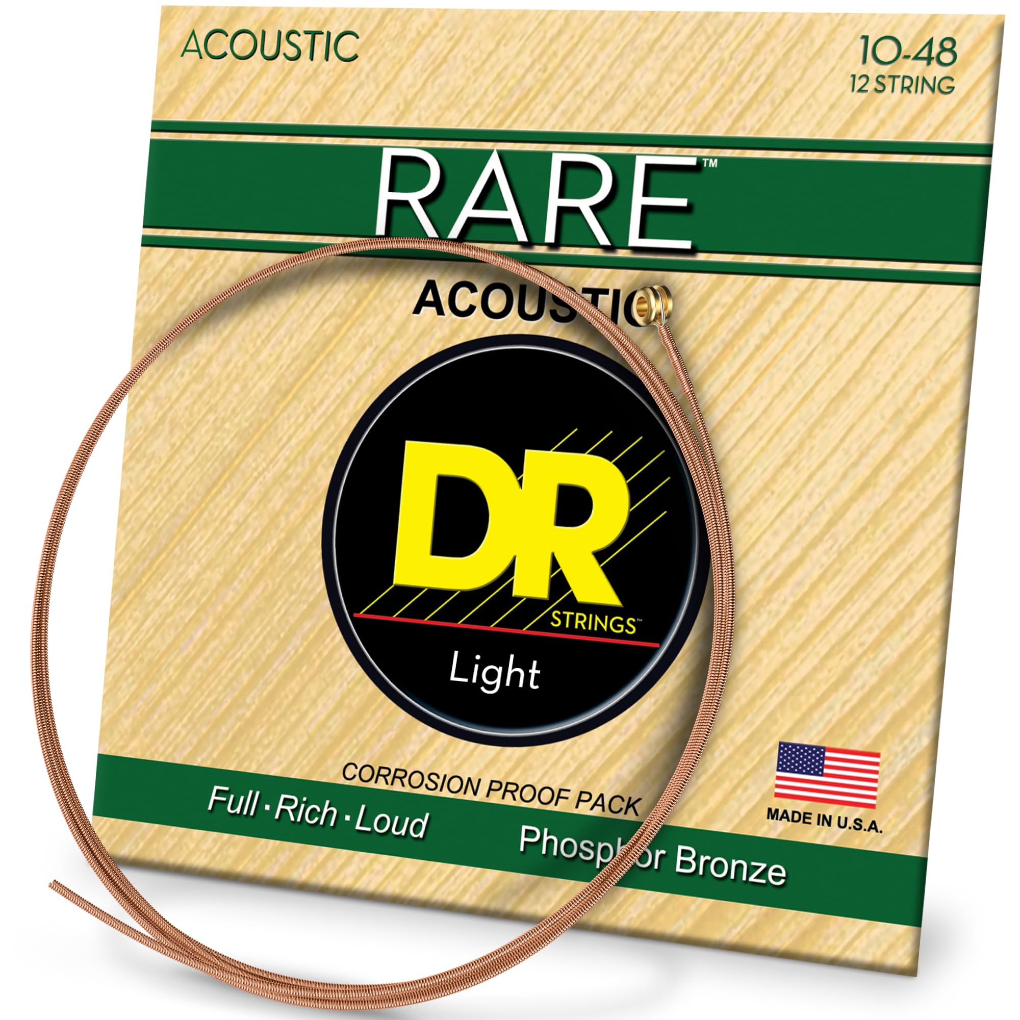 DR Strings RARE™ - Phosphor Bronze Acoustic Guitar Strings: 12-String Extra Light 10-48