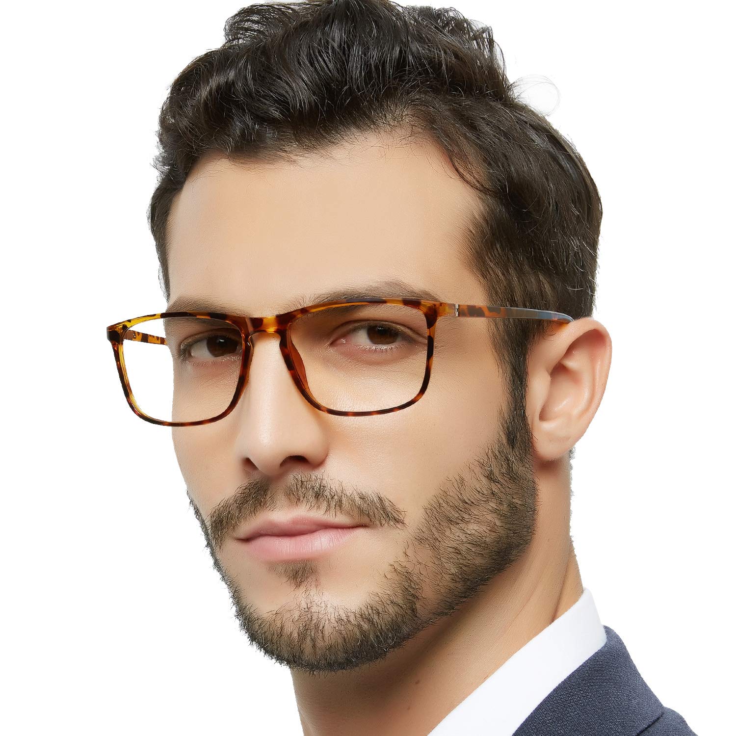 OCCI CHIARI Mens Reading Glasses 4.0 Rectangle Readers for Men Medium Frame Glasses for Reading Brown Tortoiseshell, 400