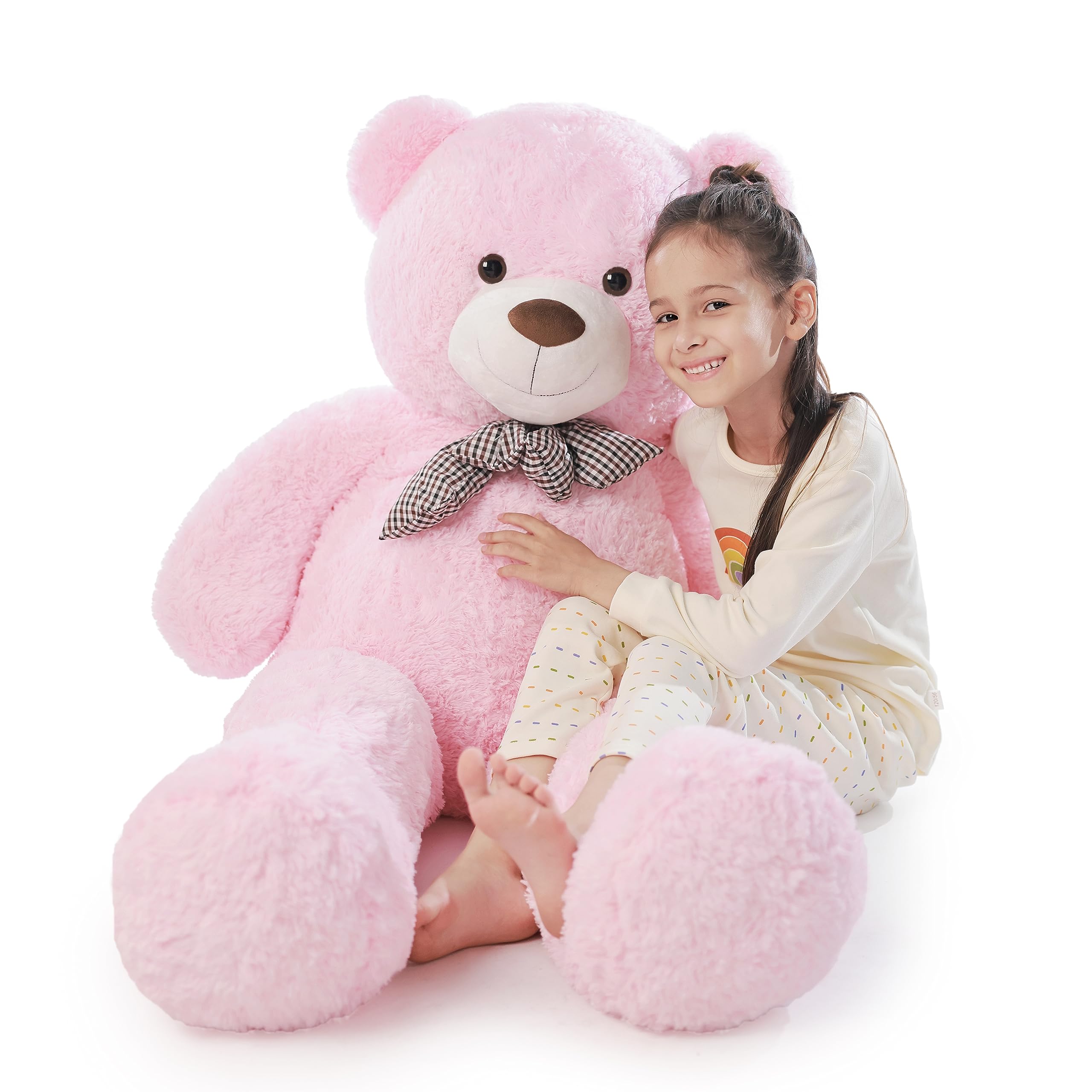 Poutmac 55 inch Giant Teddy Bear Stuffed Animal Big Plush Pink Teddy Bear Valentine's Gift for Girlfriend Soft Stuffed Bear Animals for Christmas,Birthday,Mother's Day (Pink, 55 inch) Image