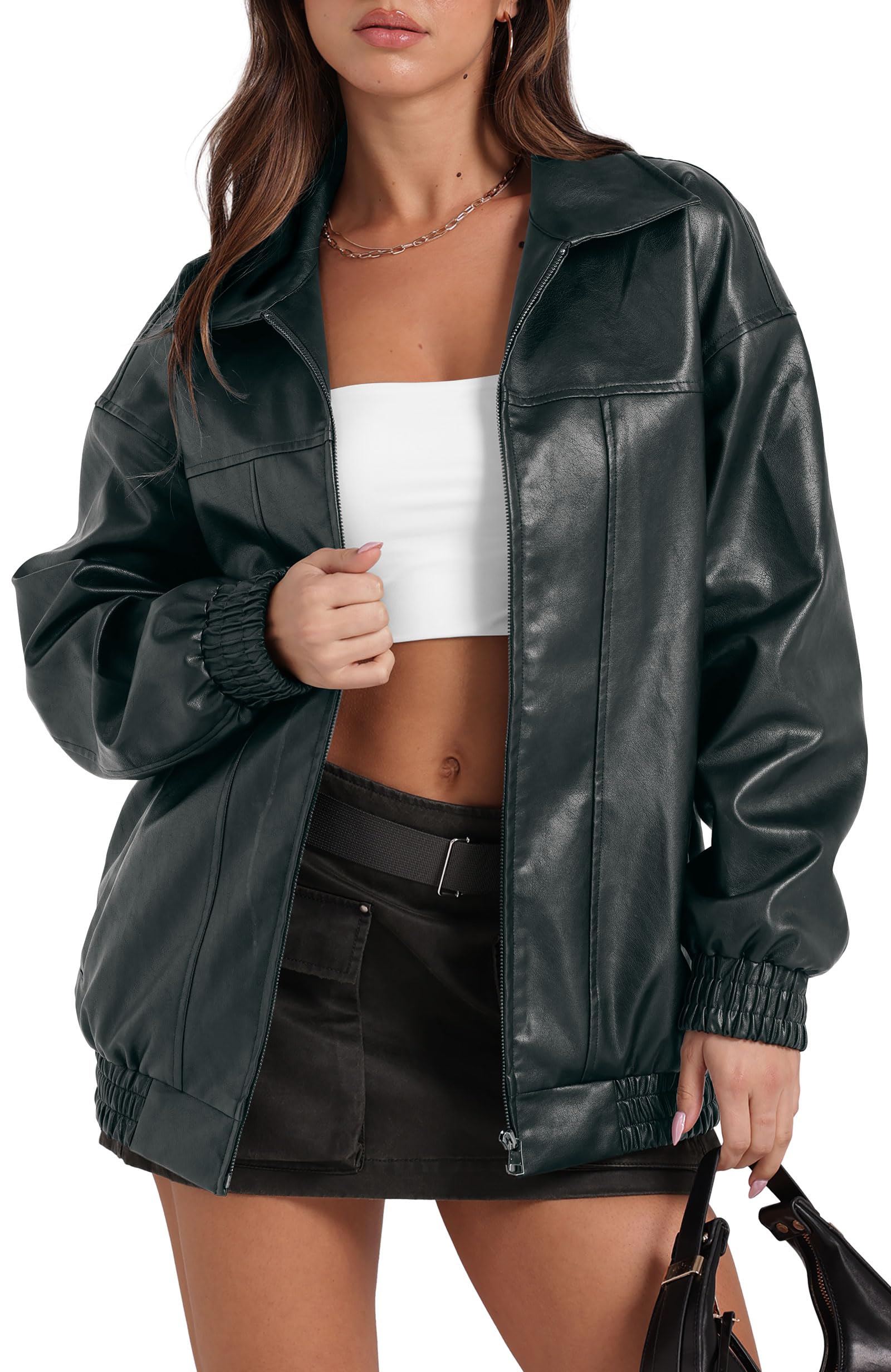 SAMPEEL Leather Jacket Women Faux Oversized