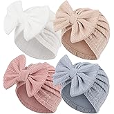 AQOKKA Newborn Baby Girl Hats with Bow Toddler Infant Beanie Cap Newborn Hospital Hats for Baby Girl Kid 3-12 Months