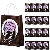 Bgtecho 24 Pcs Basketball Gift Bags, Basketball Party Favor Bags with Handles, Candy Treat Goodie Bag, Sports Themed Paper Bags for Birthday Party Supplies, Style 2