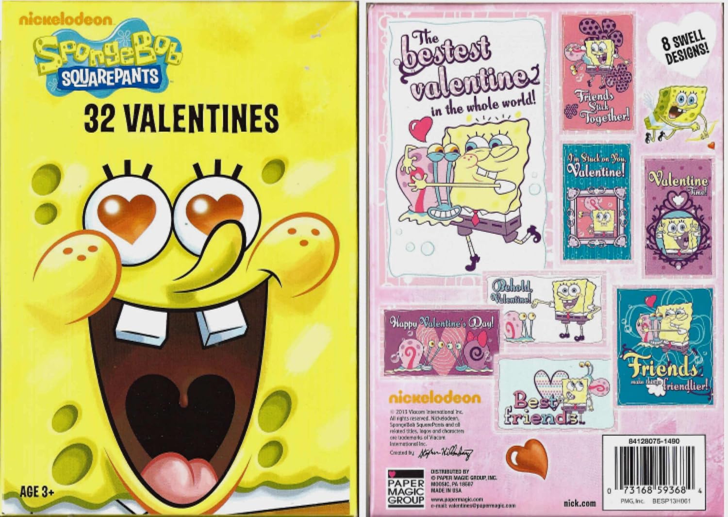 Amazon.com: Sponge Bob SquarePants Valentines Cards 32 Count ...