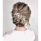 SWEETV Gold Wedding Hair Clip Comb Handmade Bridal Hair Accessories for Women Wedding