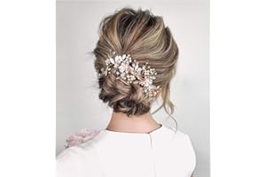 SWEETV Gold Wedding Hair Clip Comb Handmade Bridal Hair Accessories for Women Wedding