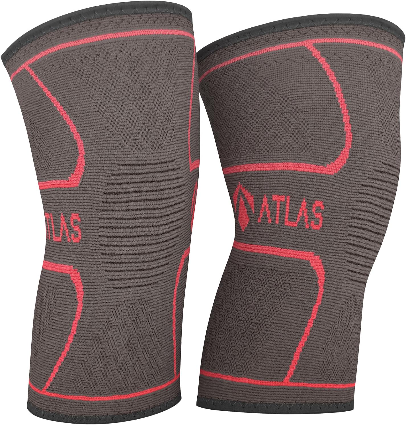 Atlas Sport Knee Support Sleeves - Ideal Compression for Running, Weight Lifting and Everyday Use - For Men and Women (1 Pair)
