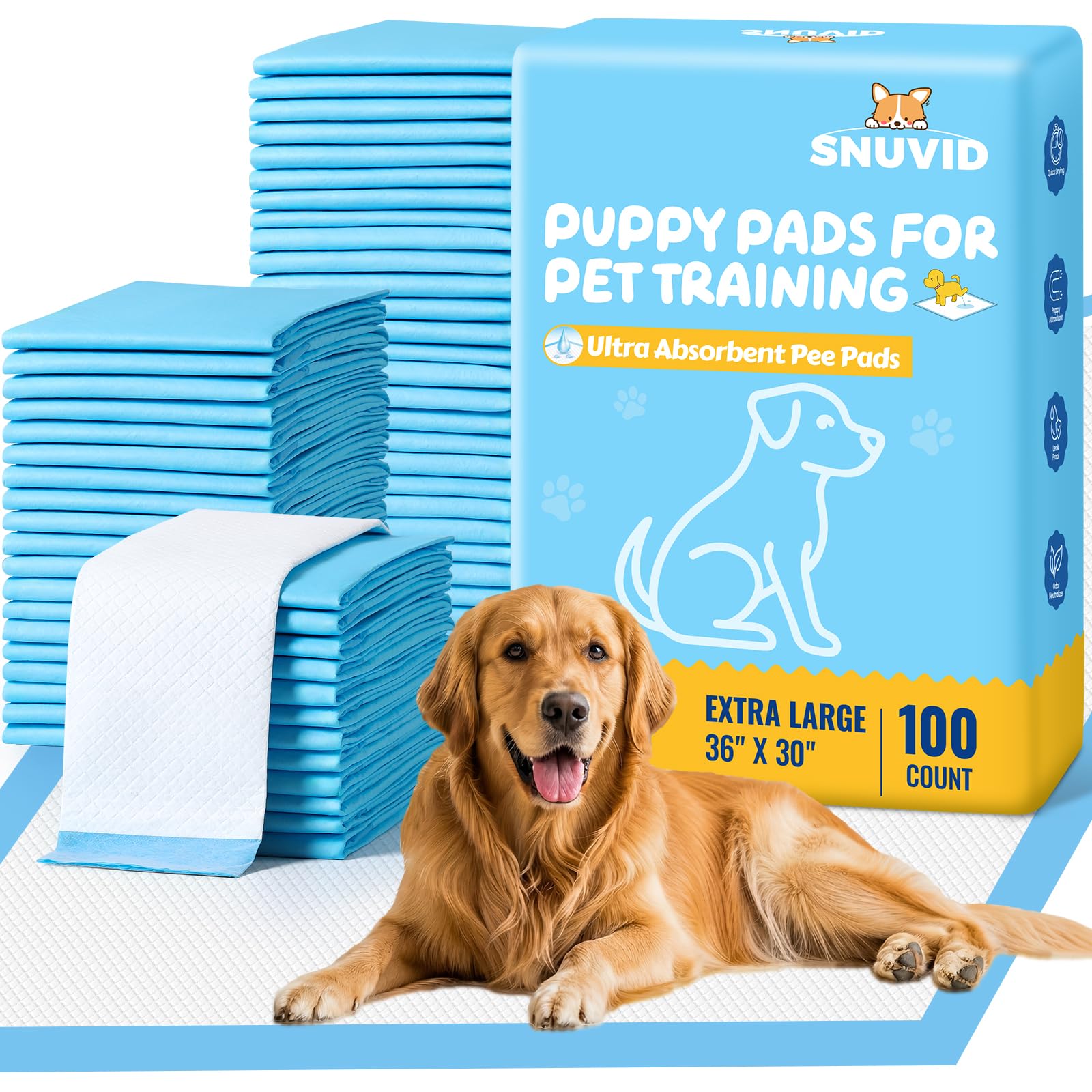 Photo 1 of 100 Pack 30"x36" Extra Large Dog Pee Pads - Super Absorbent & Leak-Proof Disposable Puppy Training Pads | X-Large Quick-Dry 5-Layer Protection Piddle Pads for Indoor & Outdoor Use