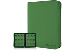 FONWILL Card Binder 9 Pocket with Zipper,360 Pockets Trading Card Holder Book, Premium PU Cover Zip Folder Binder for TCG, MTG,Sports Cards, Game Cards (Greens)