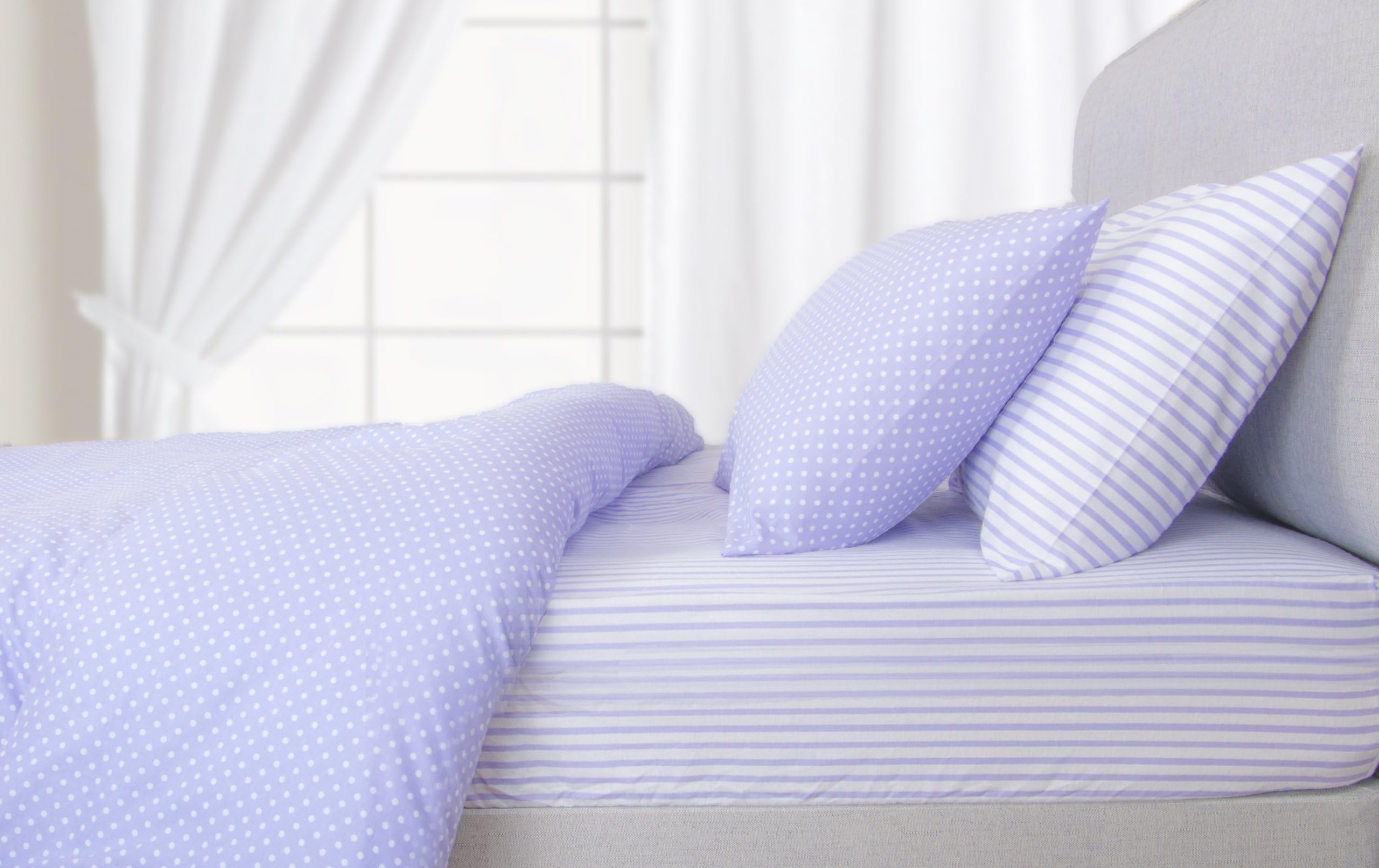 Lancashire Textiles Helena Springfield Marlow Dot King Cotton Flannelette Fitted Sheet Set in Lilac