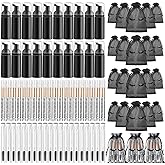 Zhehao 80 Pcs Lash Shampoo Bottle Brushes Kit 20 Foam Pump Dispensers 20 Lash Shampoo Brushes 20 Eyelash Aftercare Bag 20 Cleaning Pipes, Eyelash Extension Supplies(Black)