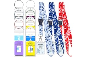 XIANGXING Royal Caribbean & Celebrity Luggage Tag Holders With Cruise Lanyards - Zip Seal Clear Holders and Badge Holders for Ship Cards (6 Tag Holders + 3 Lanyards)