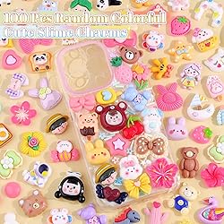 100Pcs Colorful Slime Charms Assorted Cute Decoden