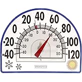 Springfield Static Cling Indoor Outdoor Thermometer, Temperature Gauge for Patio, Pool, and Sauna, 8-Inch, White/Blue
