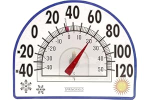 Springfield Static Cling Indoor Outdoor Thermometer, Temperature Gauge for Patio, Pool, and Sauna, 8-Inch, White/Blue
