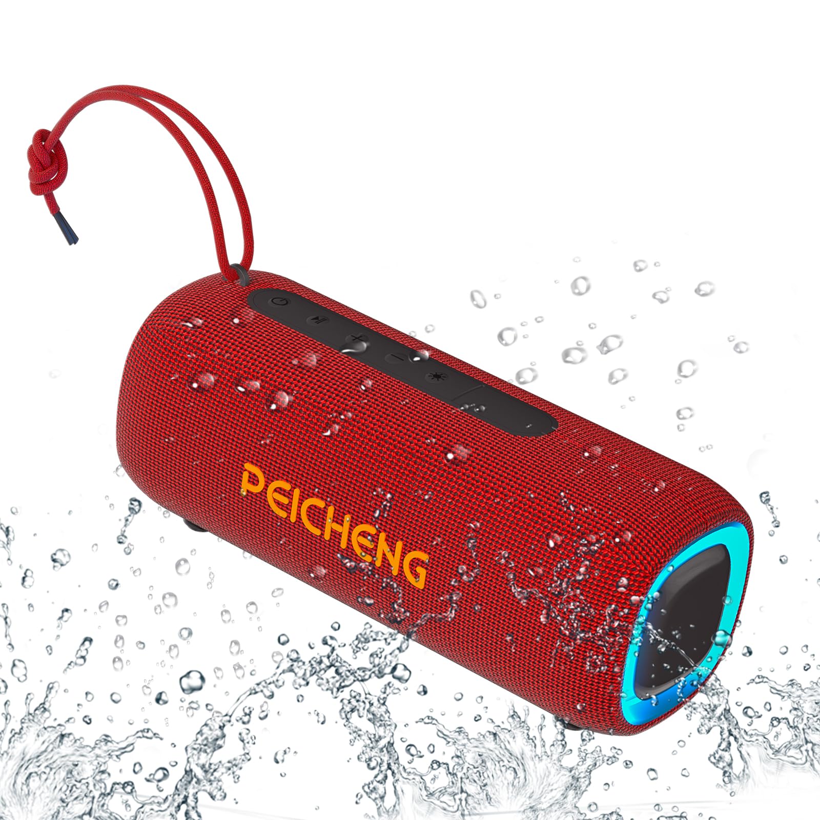 Photo 1 of Bluetooth Speaker, Portable Wireless Clear Loud Stereo Sound IPX5 Waterproof with RGB Lights BT5.3 Long Playtime TWS Pairing,for Home Party Outdoor Beach,Great Gift Choice (Red)