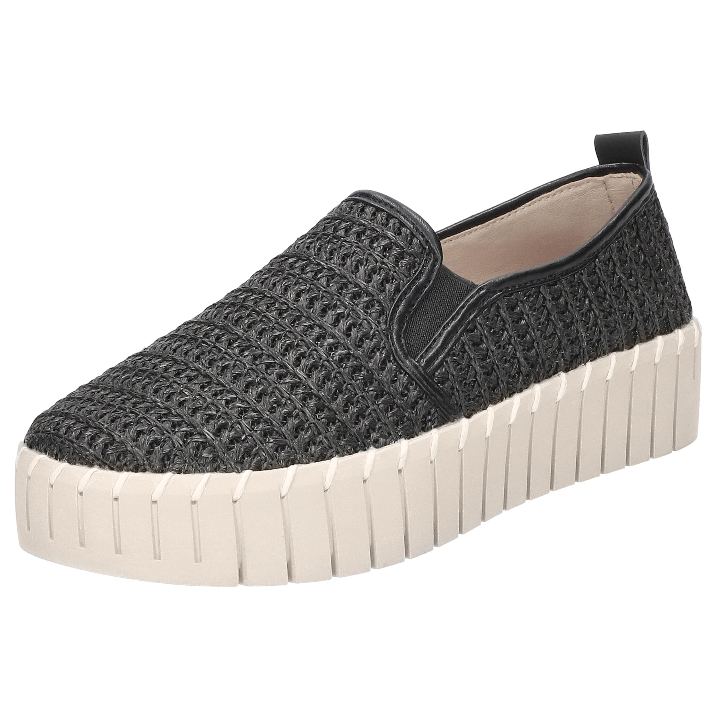 Easy Street Women’s Peppy Flat Loafers, Black Woven, 7 Medium