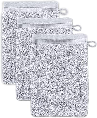 möve Superwuschel Waschhandschuh 15 x 20 cm aus 100% Baumwolle, silver 3er Set