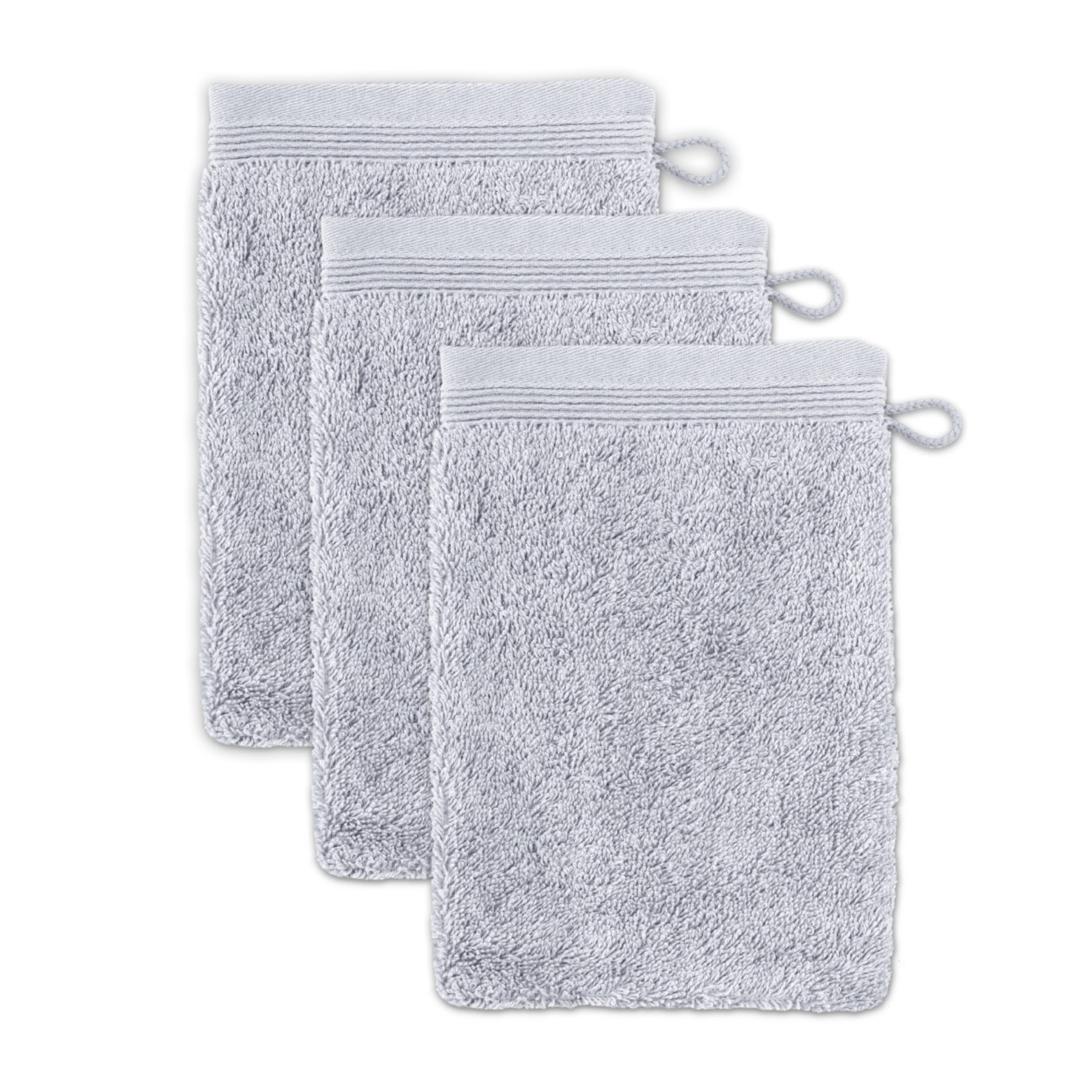 Möve 3er set Superwuschel wash glove 15 x 20 cm made of 100% cotton, silver