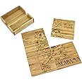 Totally Bamboo Alabama State Puzzle 4 Piece Bamboo Coaster Set with Case