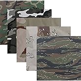 Army Universe Camouflage Jumbo Bandanas Cotton Military Headwraps 27" x 27", 5-Pack