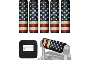 Slohif Luggage Handle Wrap 5Pcs Suitcase Identifier - Bag Strap Cover For Bogg Travel Accessories Easy Identification Bright Marker Sleeve Grips Comfort Neoprene Concealed Tag For Airport Flag