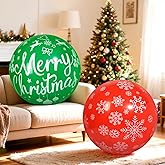 Wlicon 2 PCS 32 Inch Large Christmas Inflatable Balls Outdoor Inflatable Christmas Ball Ornaments for Xmas Garden Lawn Yard Holiday Front Door Window Decoration