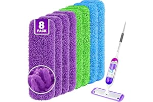 UNIMADE Reusable Mop Pads for Swiffer PowerMop, 8 Pack Microfiber Mop Pad Refills with Scrubber Strips for 13''-15'' SprayMop, Washable MopPad Use for Most Floor Types, Designed for Pets - Multicolor