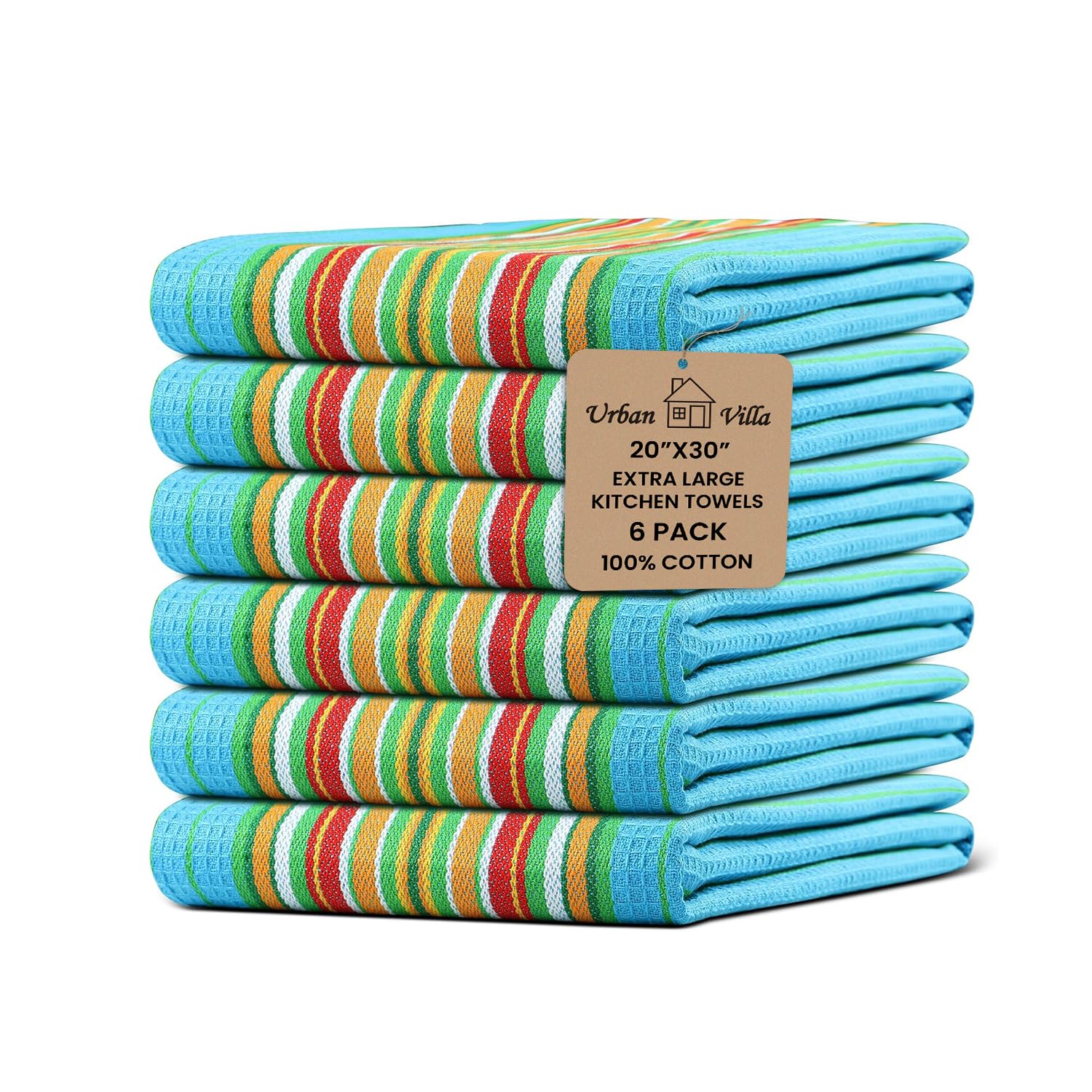 Urban Villa Kitchen Towels Waffle Stripes Dish