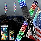 OHMU 2Pcs 3FT LED Fat Whip Lights with Spring Base