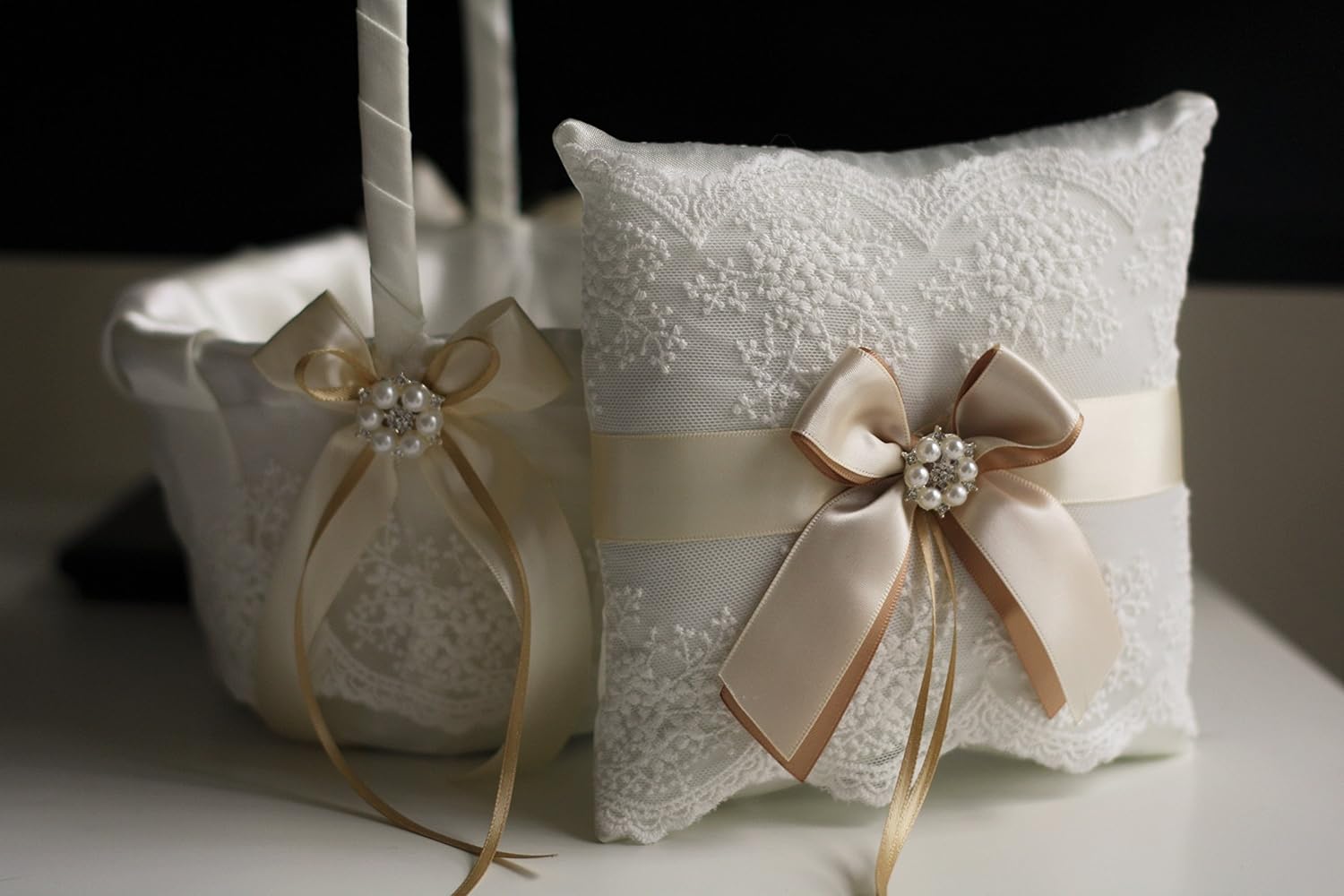 champagne flower girl basket
