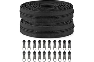 SAWOAKE The Yards 10 Yards Bulk Zipper - (#5) Zippers, Black Nylon Coil with 20PCS Sliders for DIY Sewing Bags