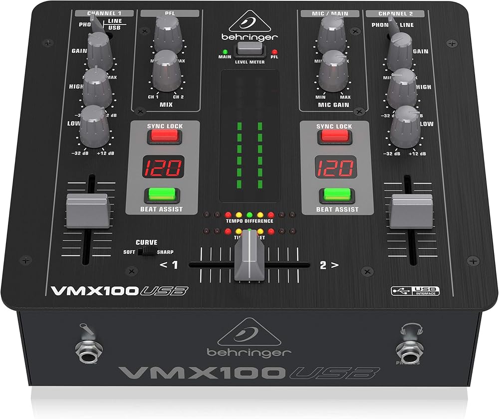 Behringer Behringer PRO MIXER VMX100USB 2-Channel DJ Mixer USB Interface BPM