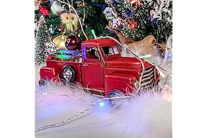 Berfutall-11'' Iron Classic Red Truck Pick-up Model Collectible Vehicle Decoration, Metal Truck Christmas Decor ，Unique Blend of Vintage, Rustic, Farmhouse Truck Decor for Table Top Decor. (A)