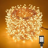 Minetom Fairy Lights Plug in, String Lights for Christmas Tree Decoration | 10FT 200LEDs, Waterproof Starry Firecracker Lights for Bedroom Ceiling Wreath Window Wedding Decorations, Warm White