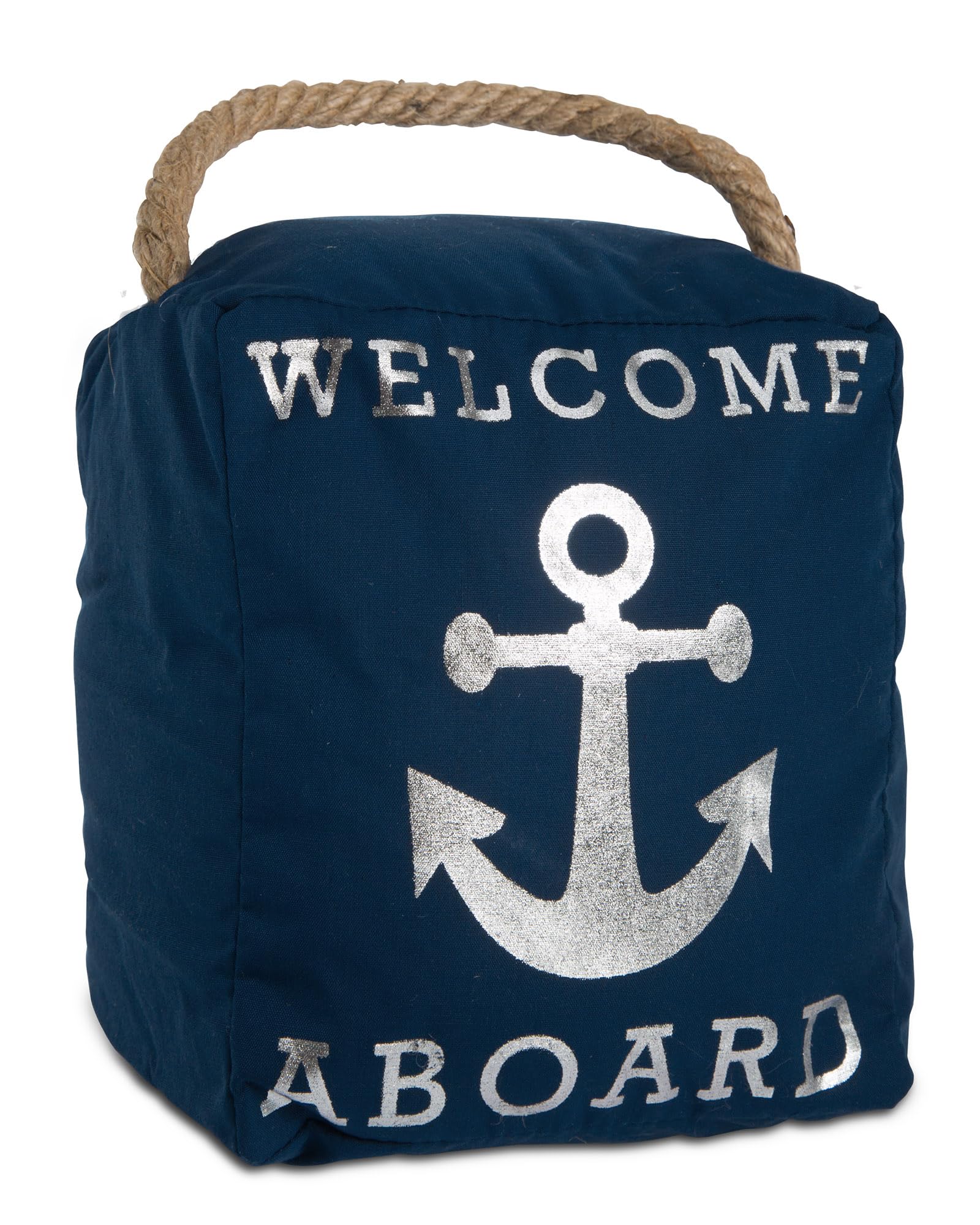 Pavilion Gift Company Open Door Decor - Welcome Aboard Anchor Beach Navy & Silver Door Stopper with Handle