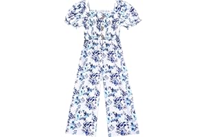 BAVADER Girls Romper 5-14 Years One Piece Girls' Jumpsuits & Rompers Short Sleeve Girls Jumpsuit Floral Smocked Girls Clothes