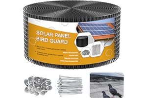 ANSGERY Solar Panel Bird Guard,6in x 100ft Critter Guard Roll Kit for Roof Protection Net Wire Screen,Rust-Proof Black PVC Coated Galvanized Net Pigeon Mesh with 70 Fastener Clips for Bird,Animal Control