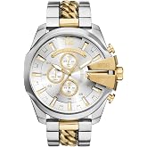 Diesel Mega Chief Watch for Men, Chronograph Two-Tone Stainless Steel Men's Watch