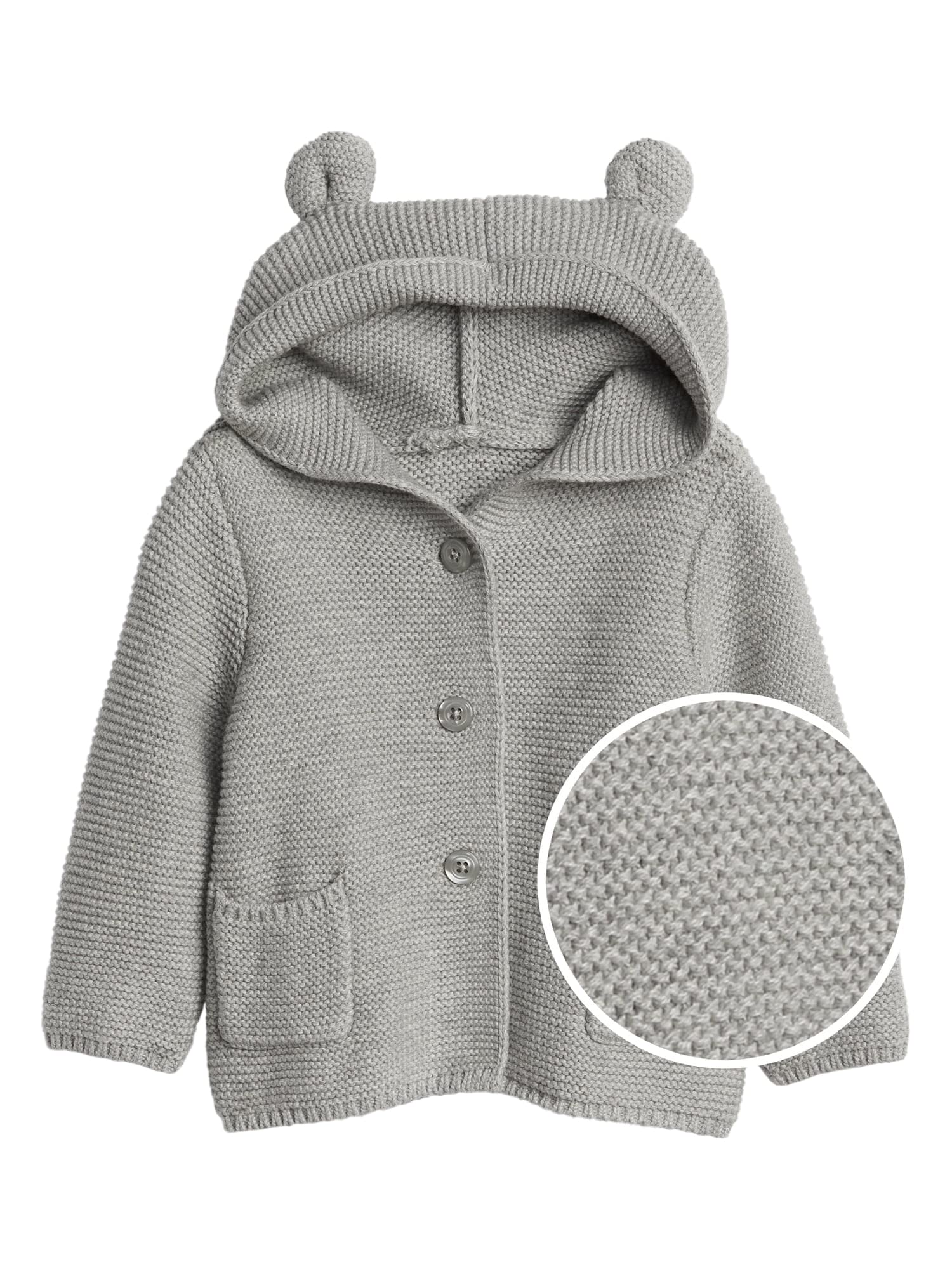 GAP Baby Boys Bear Garter Cardigan Sweater, Light Heather Grey B08, 6-12 Months US